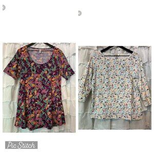 Bundle Two Tops - LuLaRoe & Talbots Novelty Print - Size Medium